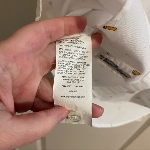 Original Penguin Beer Print Oxford Shirt Short Sleeve Size Small - Picture 10 of 14